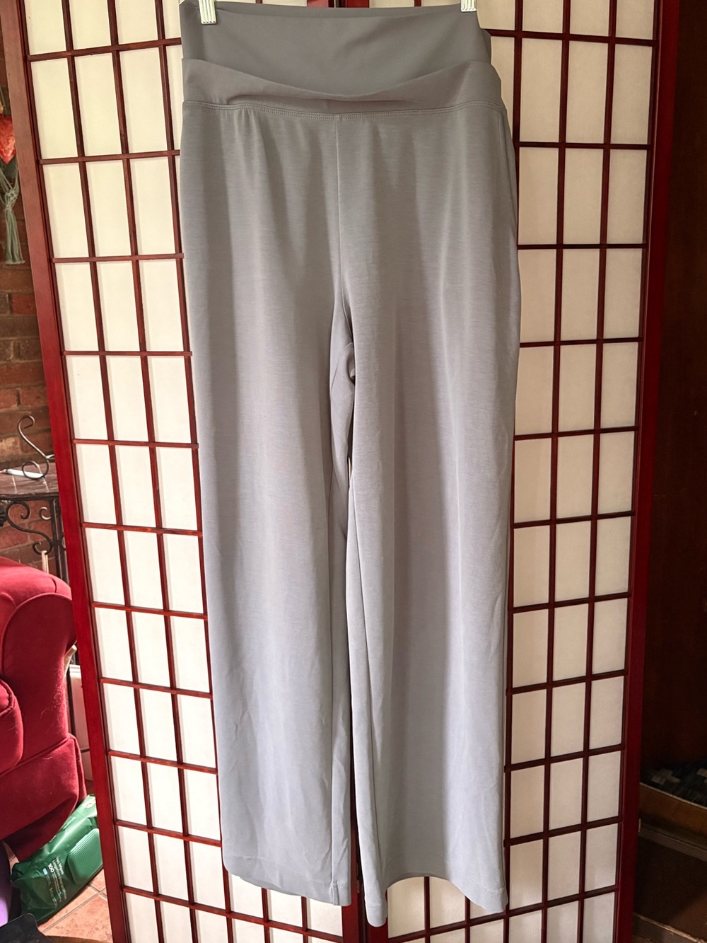 Sea Soft Wide-Leg Pull-On Pants - Light Blue/gray